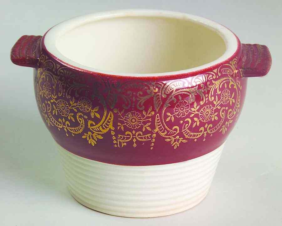 Maroon Emperor Sugar Bowl No Lid by Leigh Potters-1