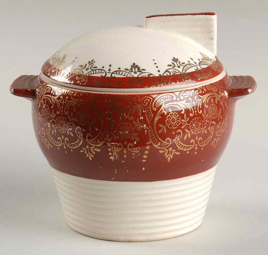 Maroon Emperor Sugar Bowl & Lid by Leigh Potters-1