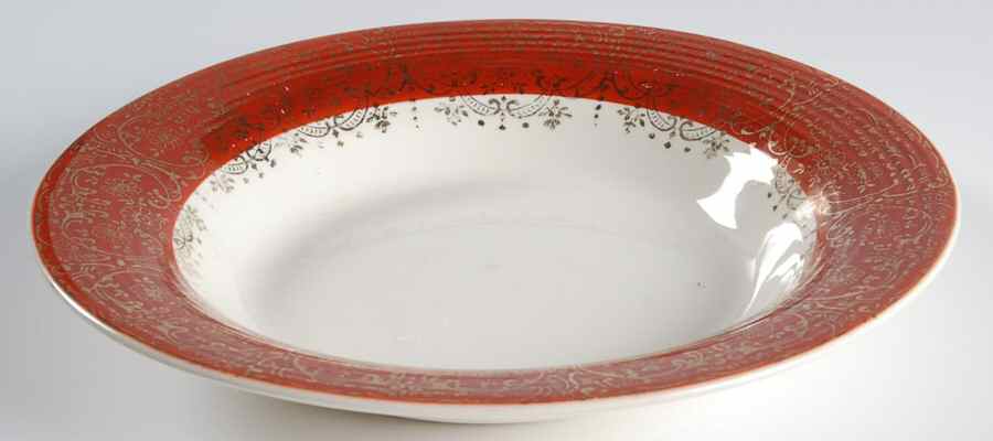Maroon Emperor Rim Soup Bowl by Leigh Potters-1