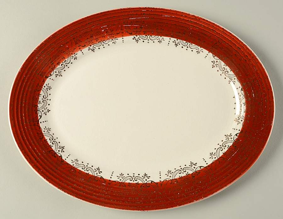 Maroon Emperor 11" Oval Serving Platter by Leigh Potters-1
