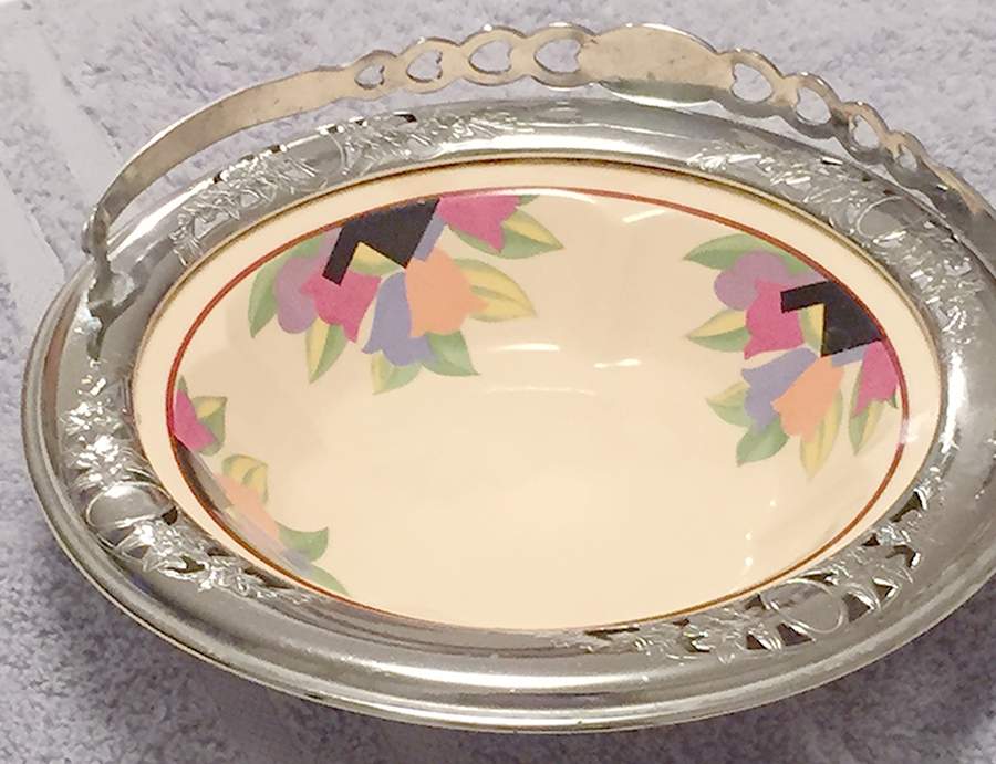 Paris Ceramic Candy Dish W/Metal Rim by Leigh Potters-1