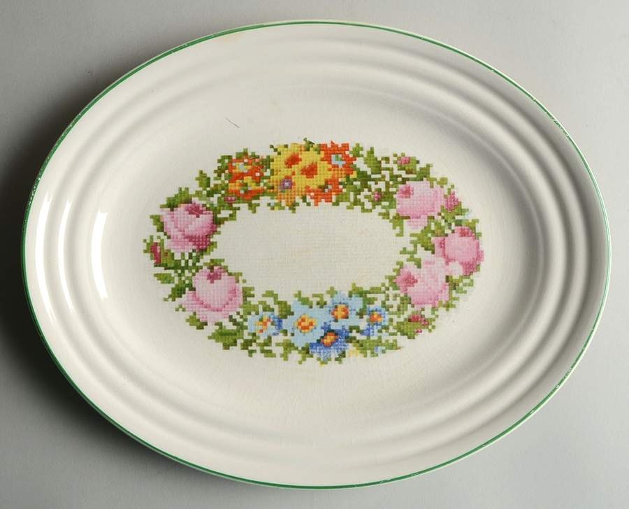 Petit Point 11" Oval Serving Platter by Leigh Potters-1
