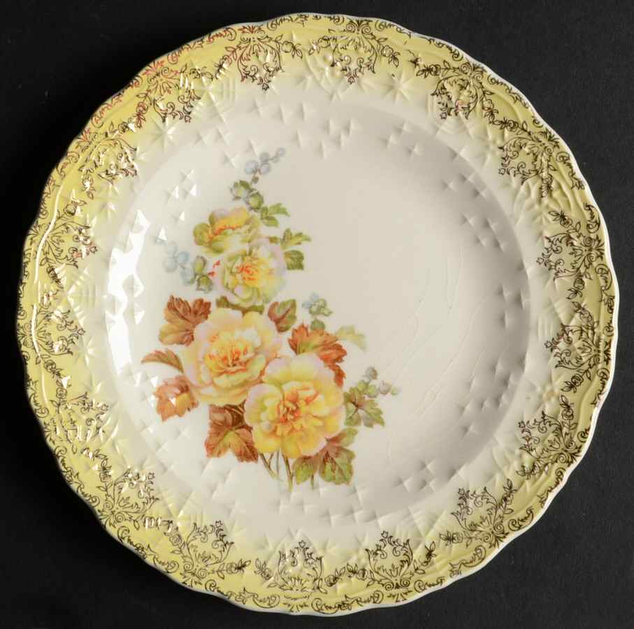 Rose of Sharon Yellow Dessert/Pie Plate by Leigh Potters-1