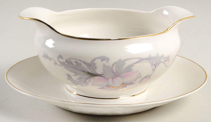 Pastelle (White Background) Gravy Boat with Attached Underplate by Lexington-1