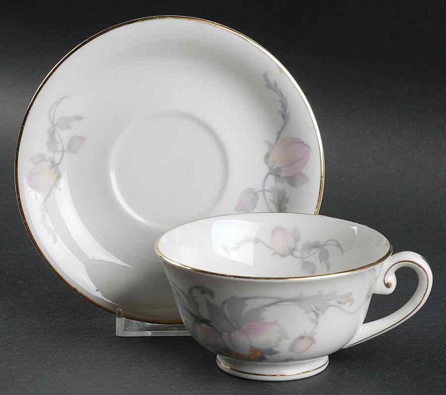 Pastelle (White Background) Footed Cup & Saucer Set by Lexington-1