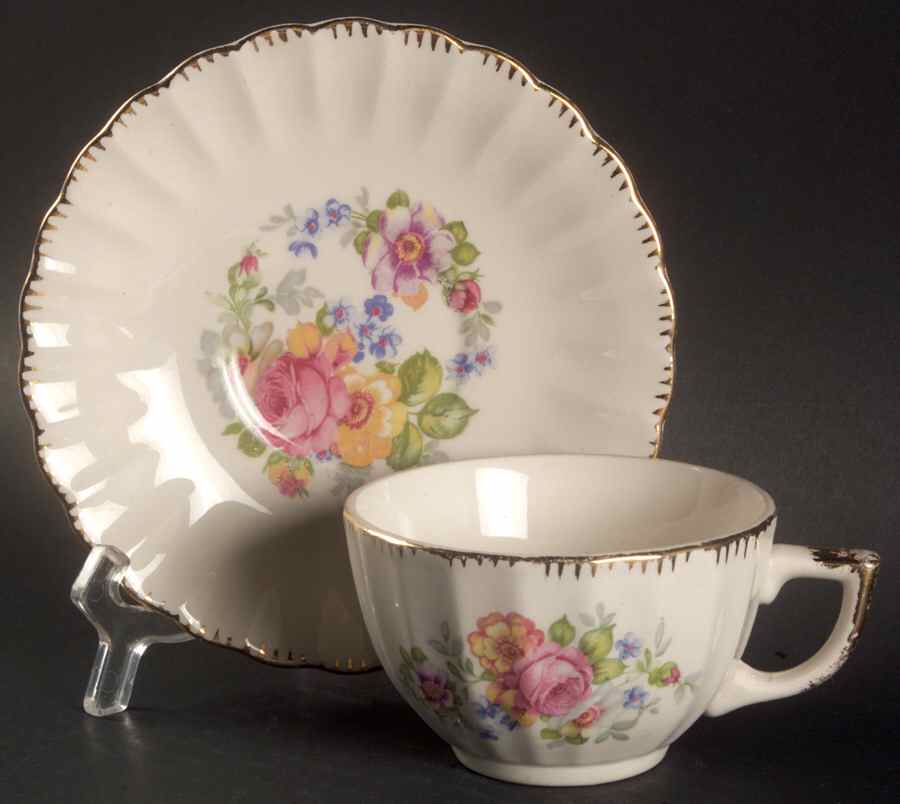 American Rose Flat Cup & Saucer Set by Limoges-American-1