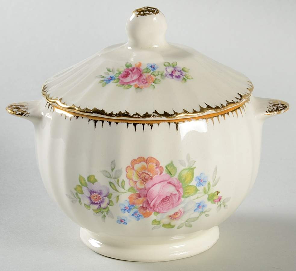 American Rose Sugar Bowl & Lid by Limoges-American-1