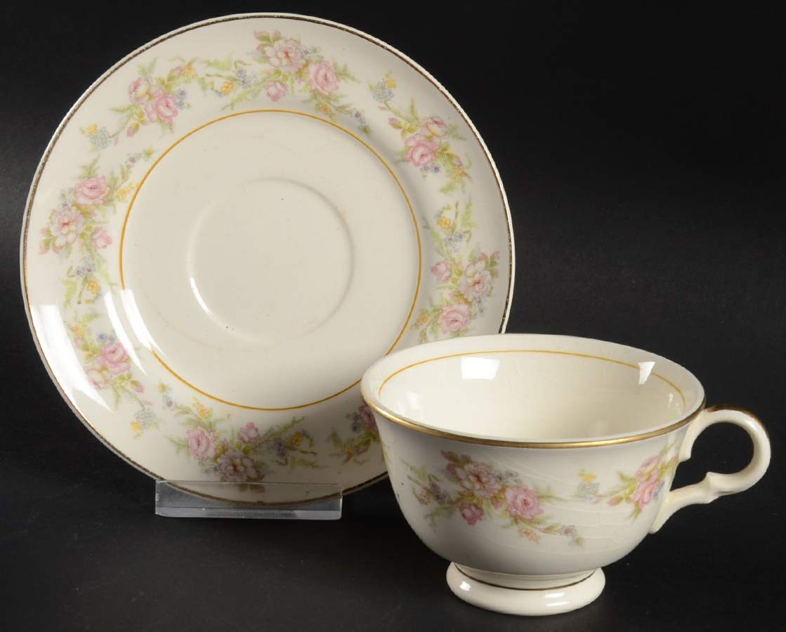 Asbury Footed Cup & Saucer Set by Limoges-American-1