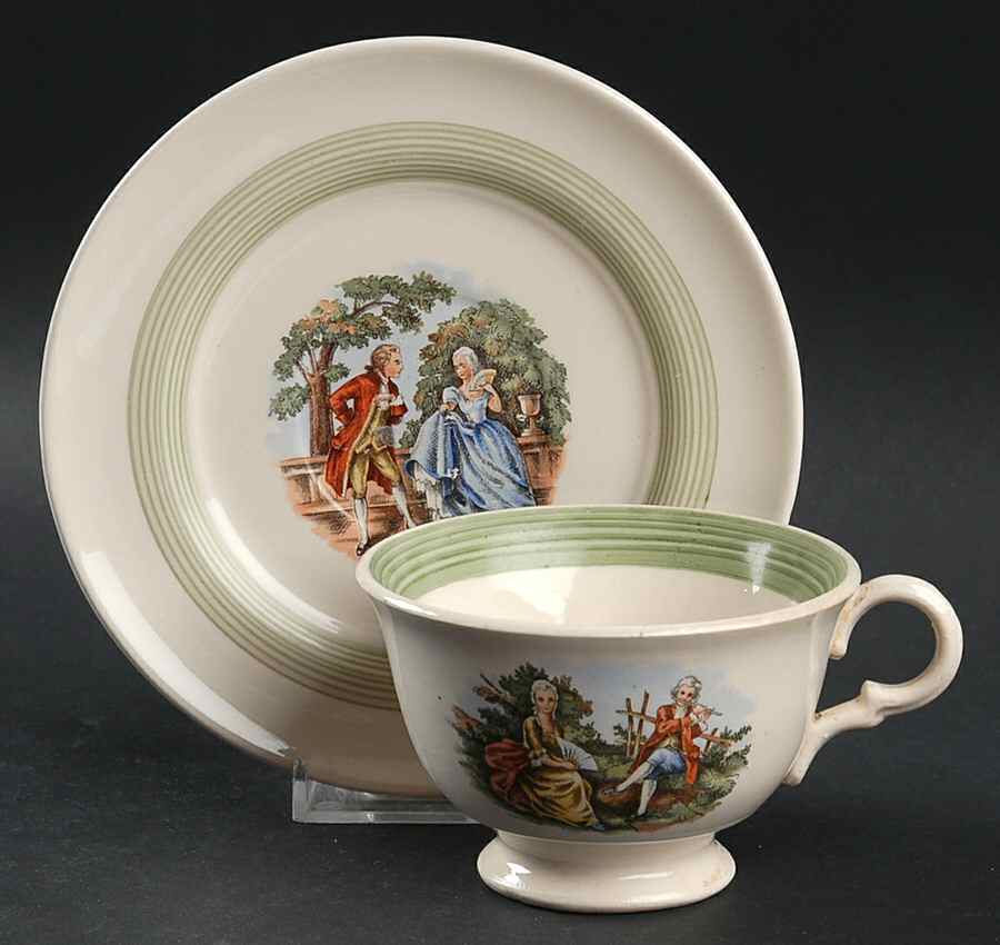 Chantilly Footed Cup & Saucer Set by Limoges-American-1