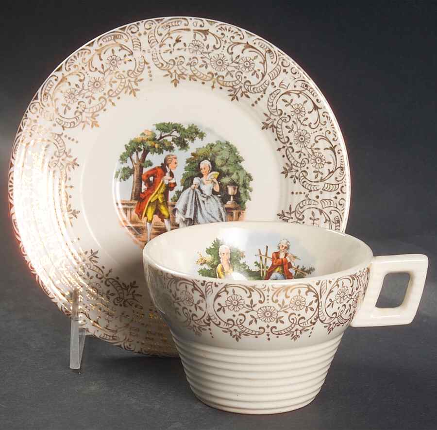 Chantilly (Fil #1TS284) Flat Cup & Saucer Set by Limoges-American-1