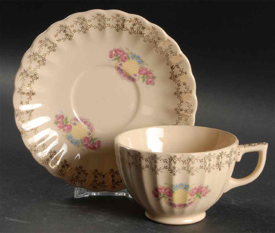 Chateau Footed Cup & Saucer Set by Limoges-American-1
