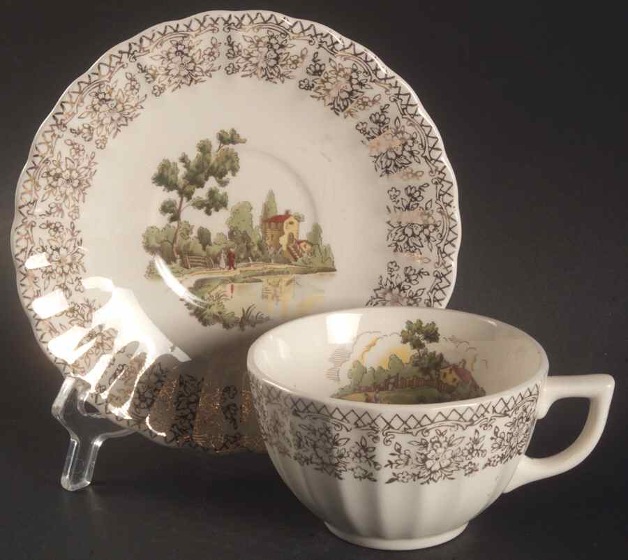 Chateau France (Filigree 1KS518) Flat Cup & Saucer Set by Limoges-American-1