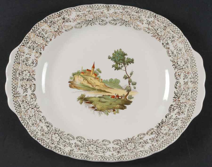 Chateau France (Filigree 1KS518) 11" Oval Serving Platter by Limoges-American-1