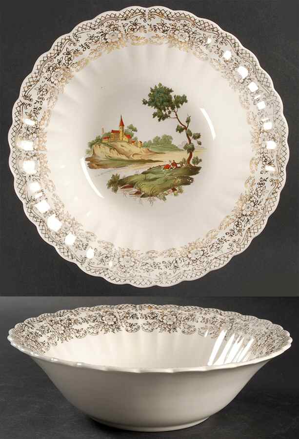 Chateau France (Filigree 1KS518) 9" Round Vegetable Bowl by Limoges-American-1