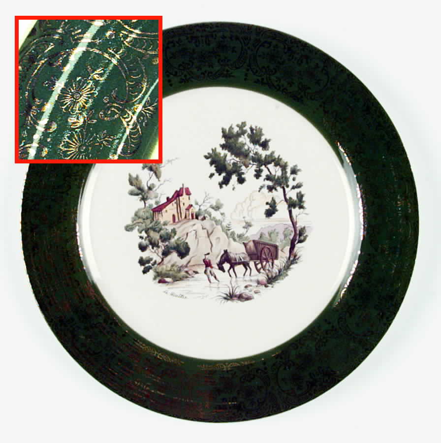 Chateau France Forest Green (Fil 1TS284) Dinner Plate by Limoges-American-1