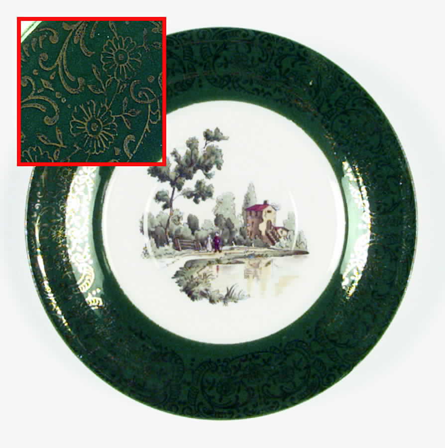 Chateau France Forest Green (Fil 1TS284) Saucer by Limoges-American-1