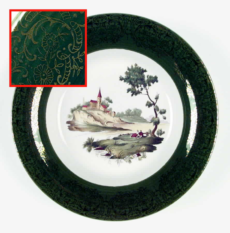 Chateau France Forest Green (Fil 1TS284) Coupe Soup Bowl by Limoges-American-1