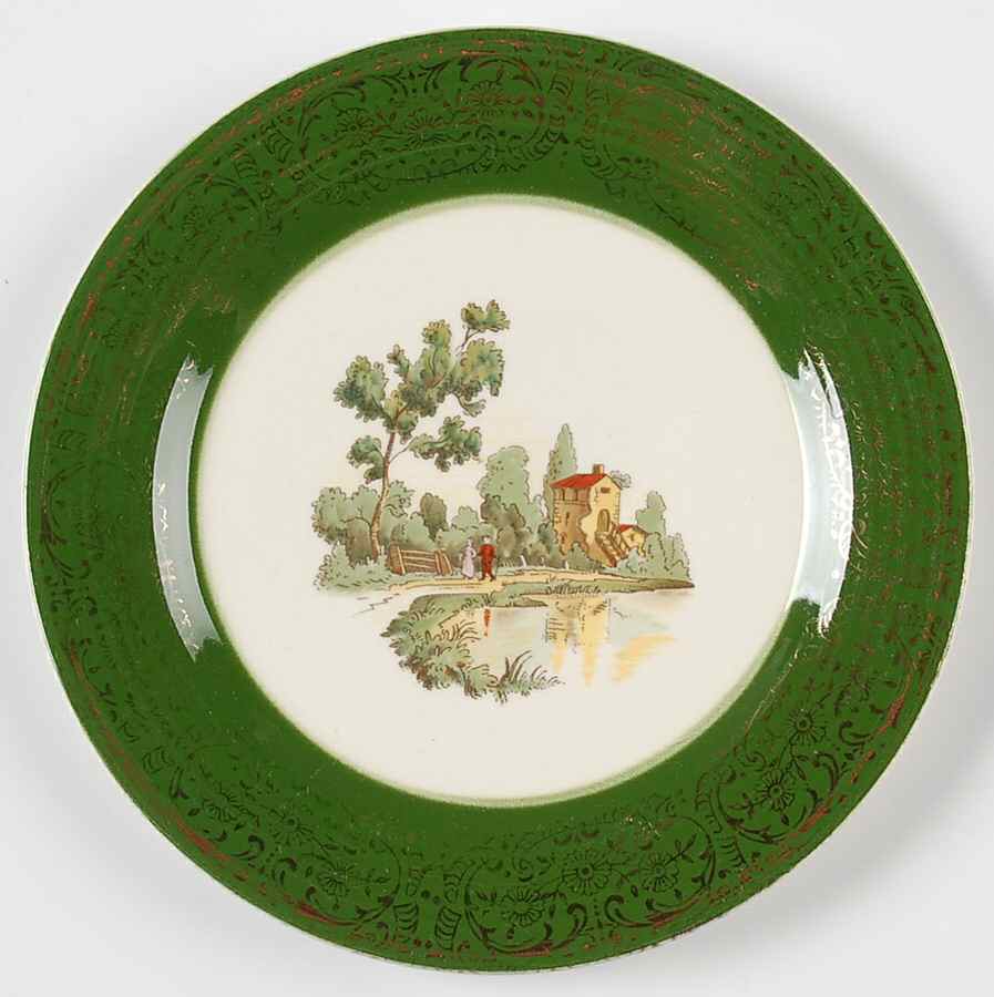 Chateau France Forest Green (Fil 1TS284) Bread & Butter Plate by Limoges-American-1