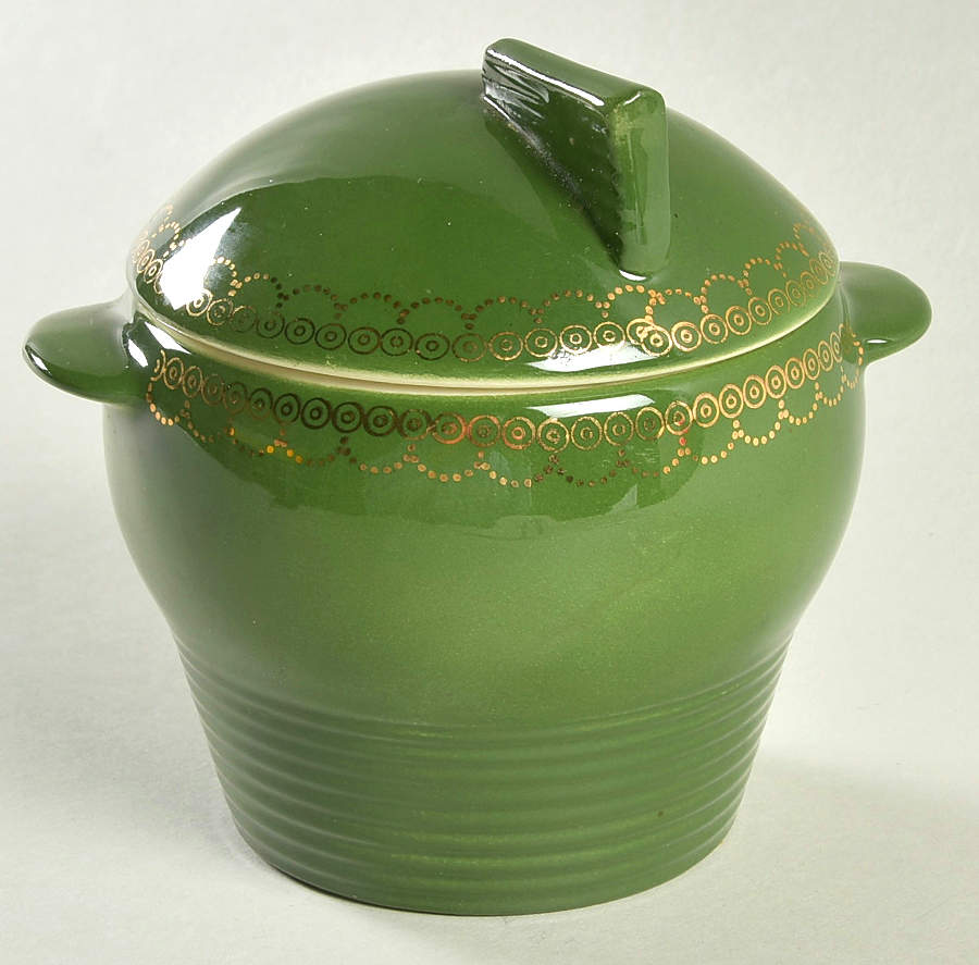 Chateau France Forest Green (TS562) Sugar Bowl & Lid by Limoges-American-1