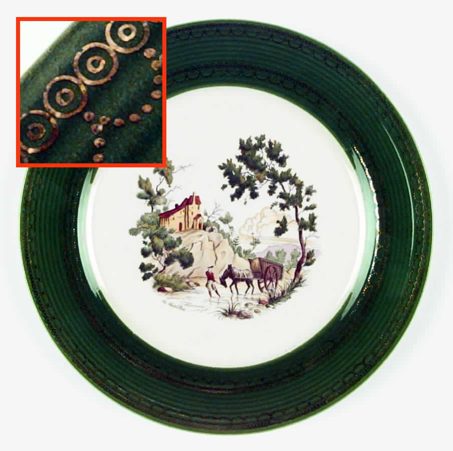 Chateau France Forest Green (TS562) Dinner Plate by Limoges-American-1