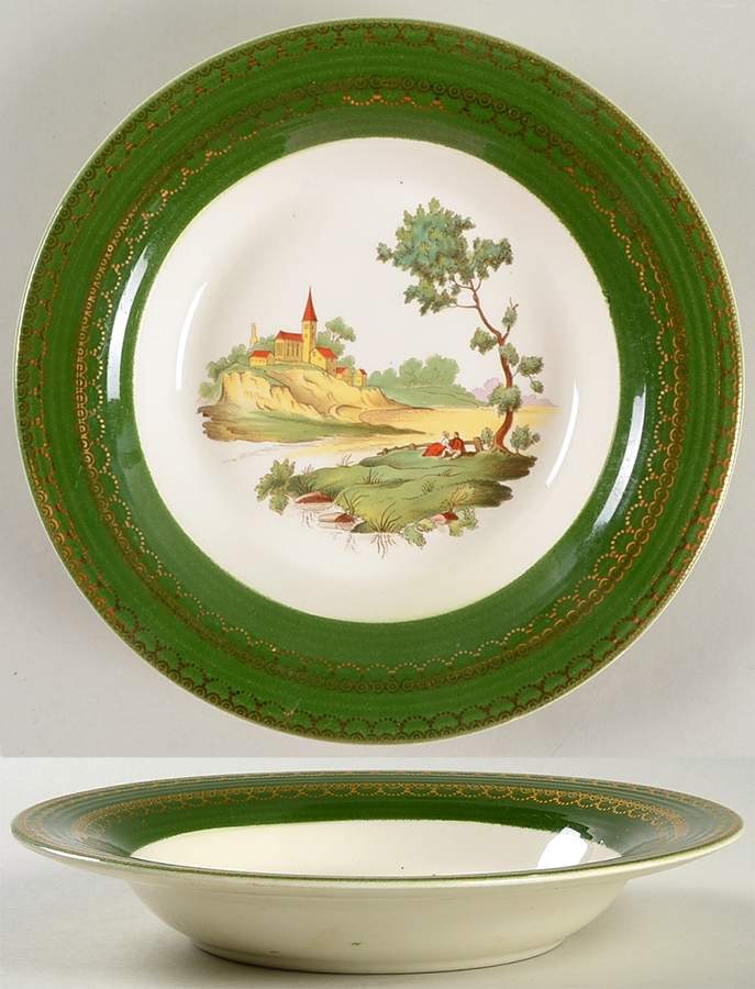 Chateau France Forest Green (TS562) Rim Soup Bowl by Limoges-American-1