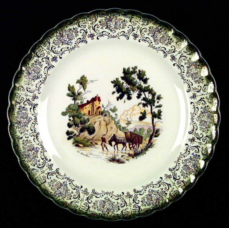 Chateau France Mandarin Green (KS384) Dinner Plate by Limoges-American-1