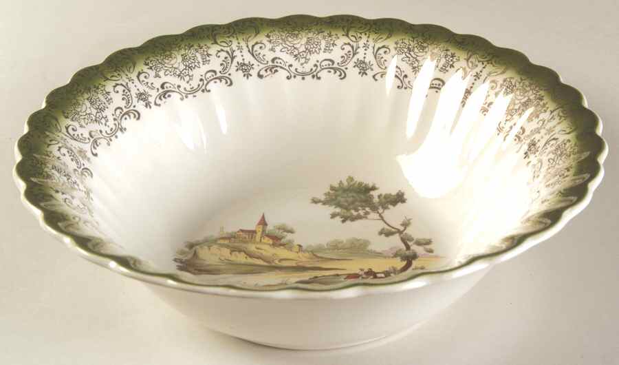 Chateau France Mandarin Green (KS384) 8" Round Vegetable Bowl by Limoges-American-1