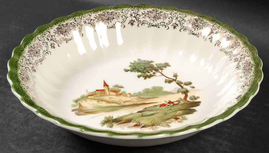 Chateau France Mandarin Green (KS384) Coupe Soup Bowl by Limoges-American-1