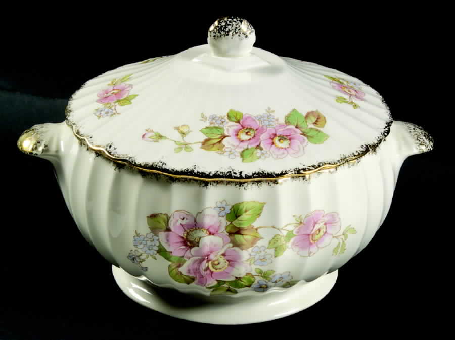 China Rose (Scalloped) Round Covered Vegetable by Limoges-American-1