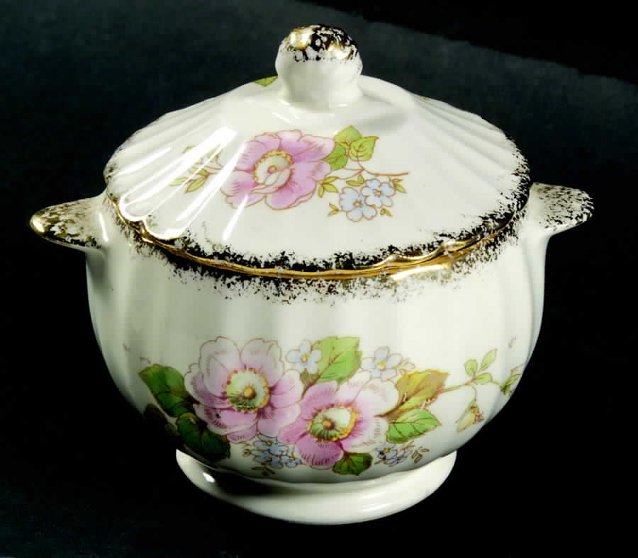 China Rose (Scalloped) Sugar Bowl & Lid by Limoges-American-1