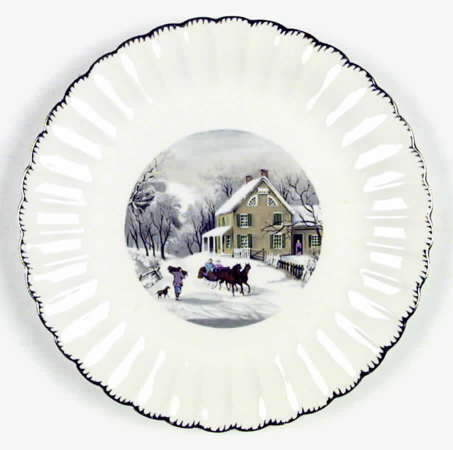 Currier & Ives (Scalloped) Dinner Plate by Limoges-American-1