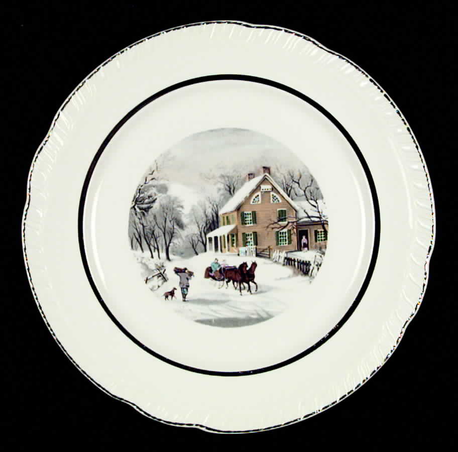 Currier and Ives (Semi-Scalloped) Dinner Plate by Limoges-American-1