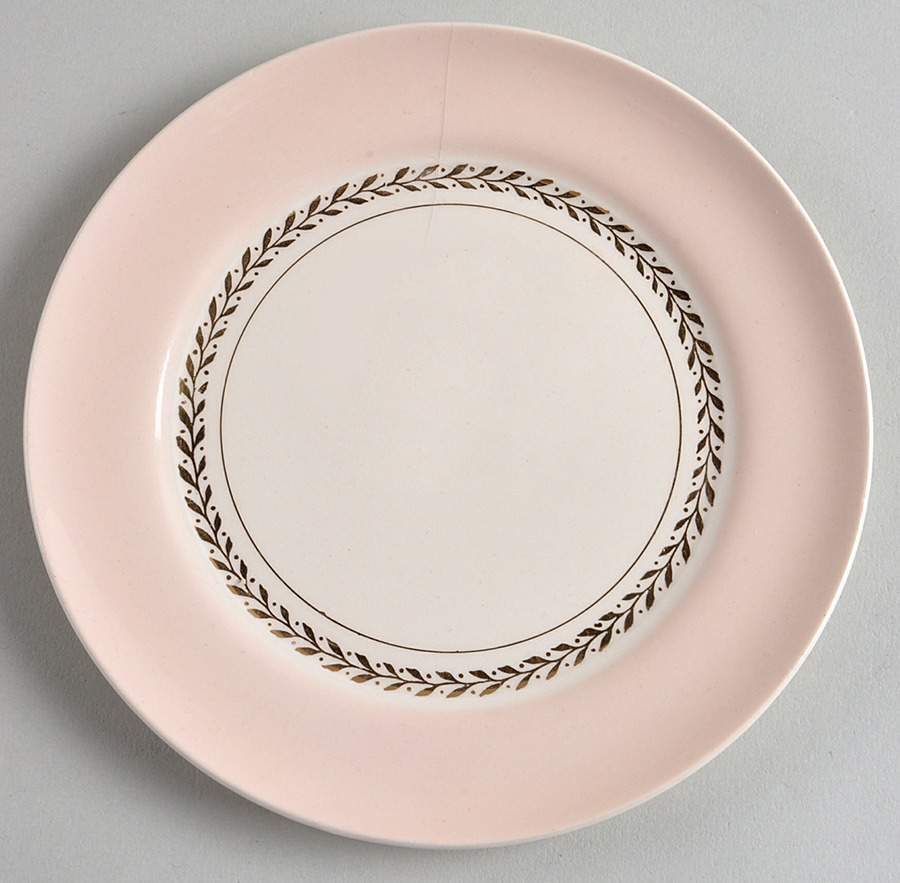 Diploma Coral Pink Bread & Butter Plate by Limoges-American-1