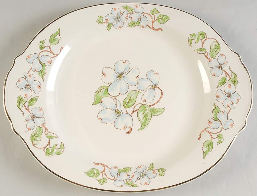 Dogwood 13" Oval Serving Platter by Limoges-American-1