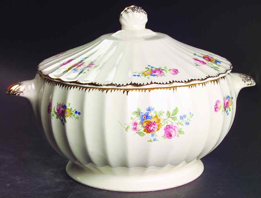 English Rose Round Covered Vegetable by Limoges-American-1