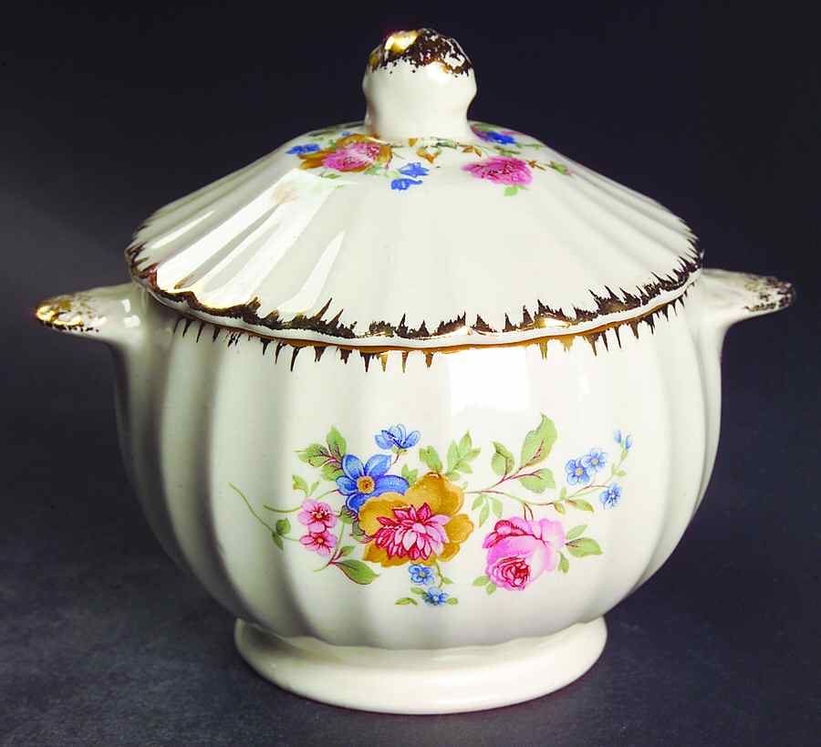 English Rose Sugar Bowl & Lid by Limoges-American-1