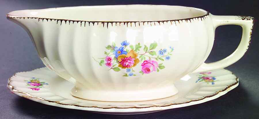 English Rose Gravy Boat & Underplate by Limoges-American-1