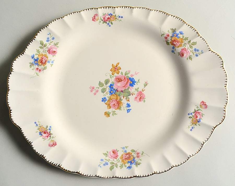 English Rose 11" Oval Serving Platter by Limoges-American-1