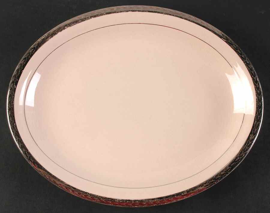Etched Platinum (On Edge) 11" Oval Serving Platter by Limoges-American-1