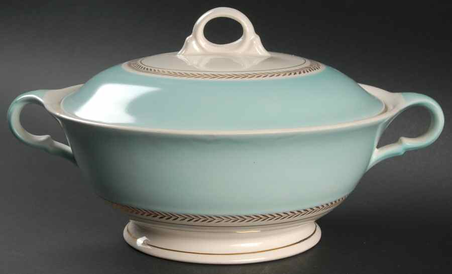 Federal Araby Blue Round Covered Vegetable by Limoges-American-1