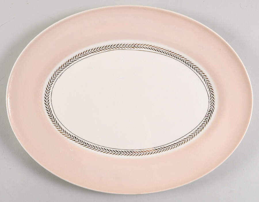 Federal Coral Pink 13" Oval Serving Platter by Limoges-American-1