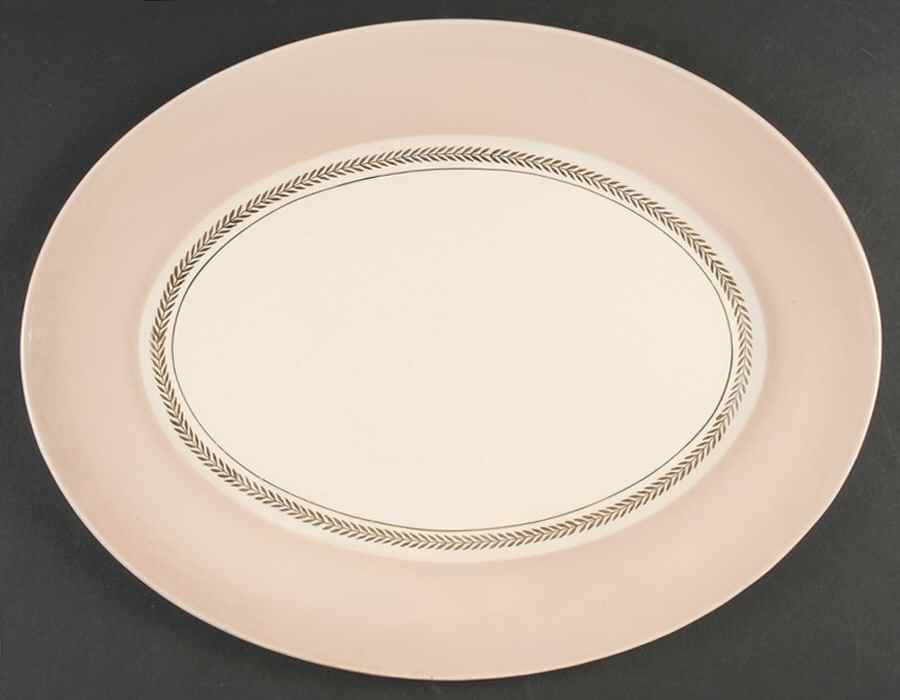 Federal Coral Pink 15" Oval Serving Platter by Limoges-American-1