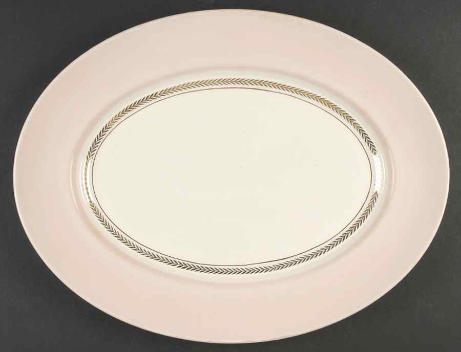 Federal Coral Pink 16" Oval Serving Platter by Limoges-American-1