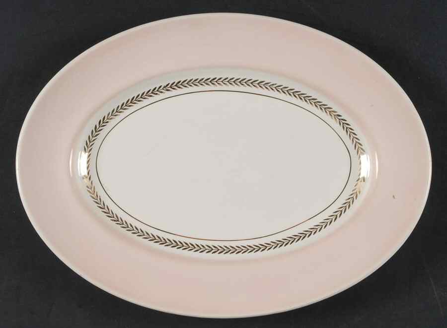 Federal Coral Pink 11" Oval Serving Platter by Limoges-American-1
