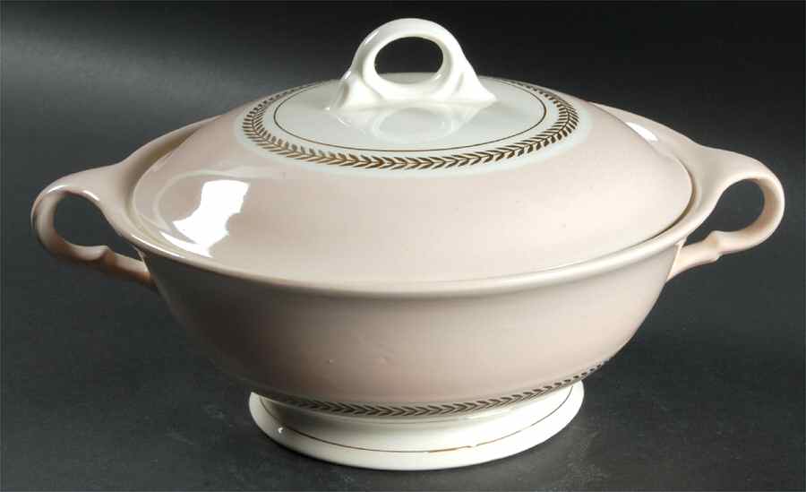 Federal Coral Pink Round Covered Vegetable by Limoges-American-1