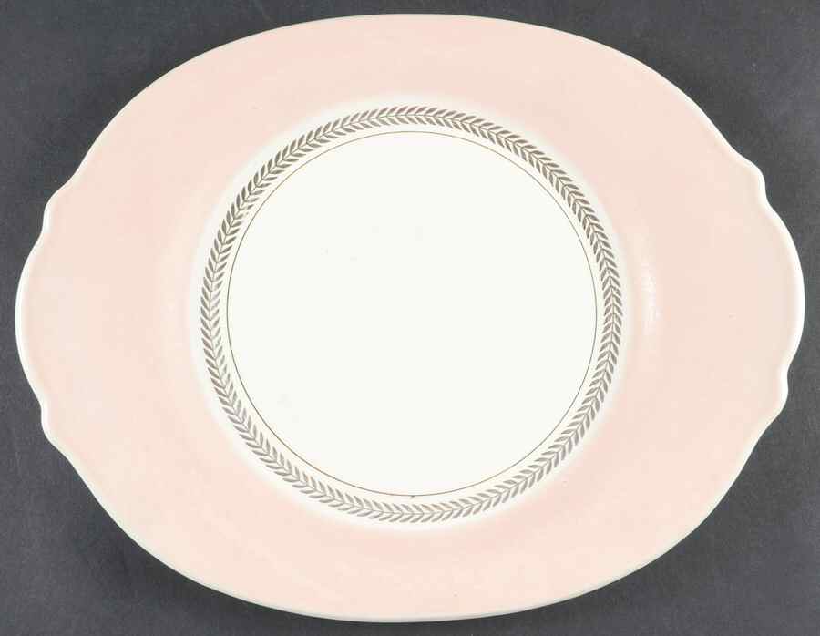 Federal Coral Pink 12" Oval Serving Platter by Limoges-American-1