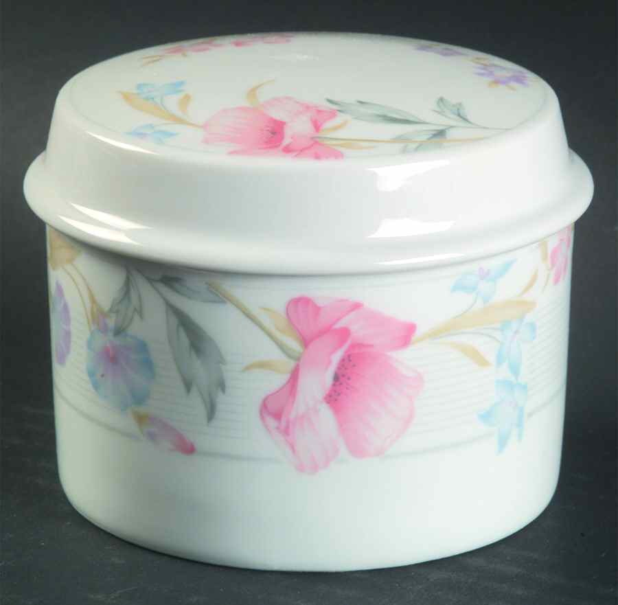 Flowers Sugar Bowl & Lid by Limoges-American-1
