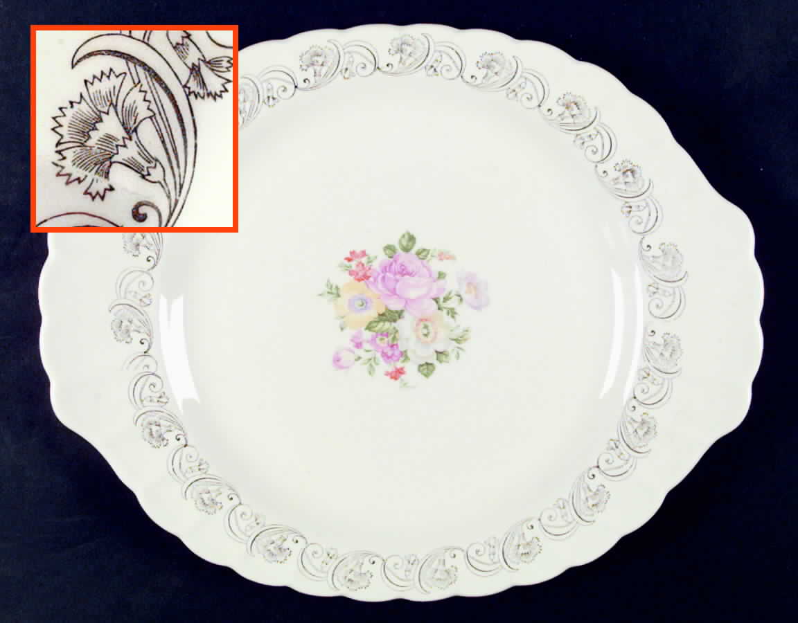 Floragold 15" Oval Serving Platter by Limoges-American-1