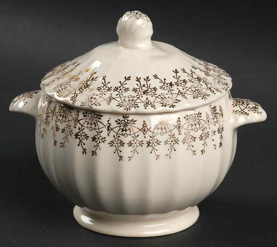 Good Housekeeping (Rim, Light Cream) Sugar Bowl & Lid by Limoges-American-1