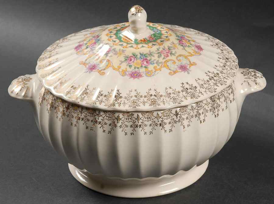 Good Housekeeping (Rim, Light Cream) Round Covered Vegetable by Limoges-American-1